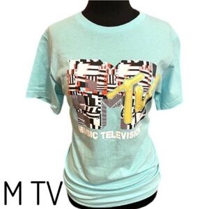 MTV Glitch Graphic T-Shirt Men’s Size Small Unisex Shirt Sleeve Crewneck Top